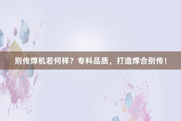 别传焊机若何样？专科品质，打造焊合别传！